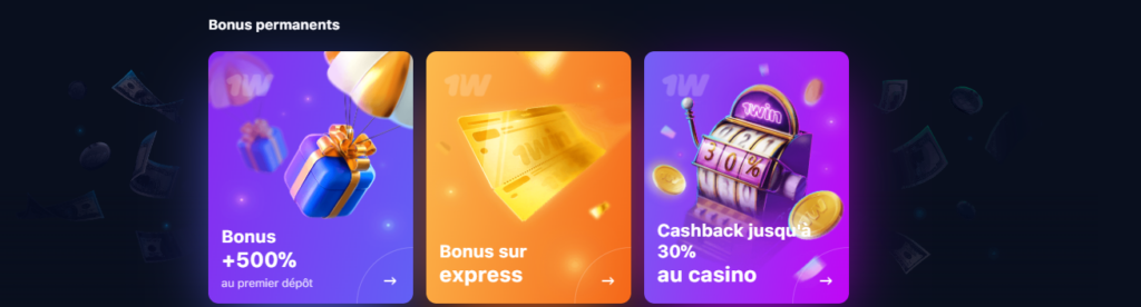 Bonus et promotions sur 1win