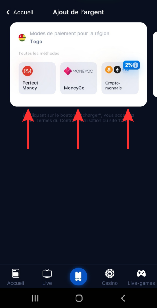 Inscription sur 1win