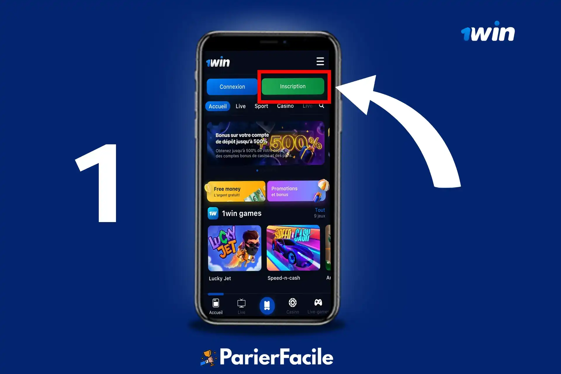 Casino en ligne de 1win : guide complet pour les joueurs 3 1win inscription step 1