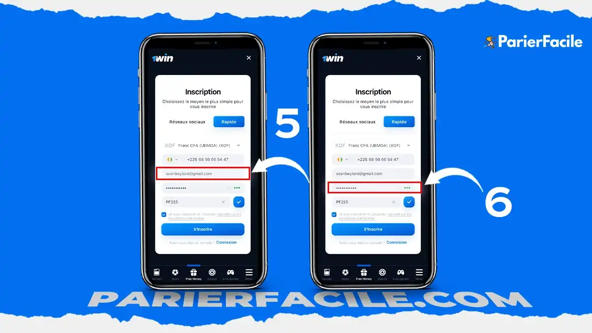 inscription sur 1win CI