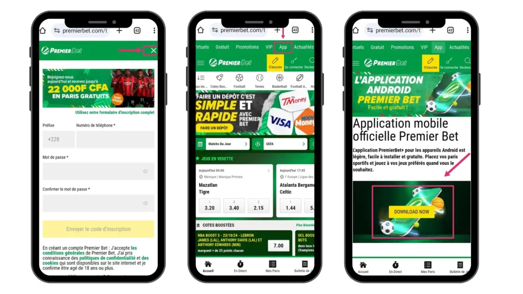 Comment télécharger l’application Premier bet sur Android