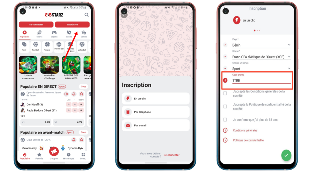 Recevoir bonus 888Starz Mali