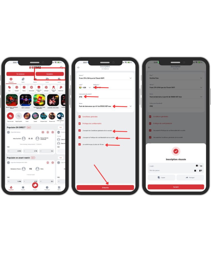 Comment sinscrire sur 888starz Burkina