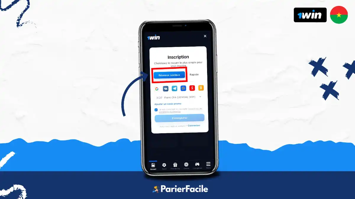 Inscription sur 1win Burkina : Guide complet pour créer votre compte rapidement 7 Inscription sur 1win Burkina Faso les reseaux sociaux captures decran