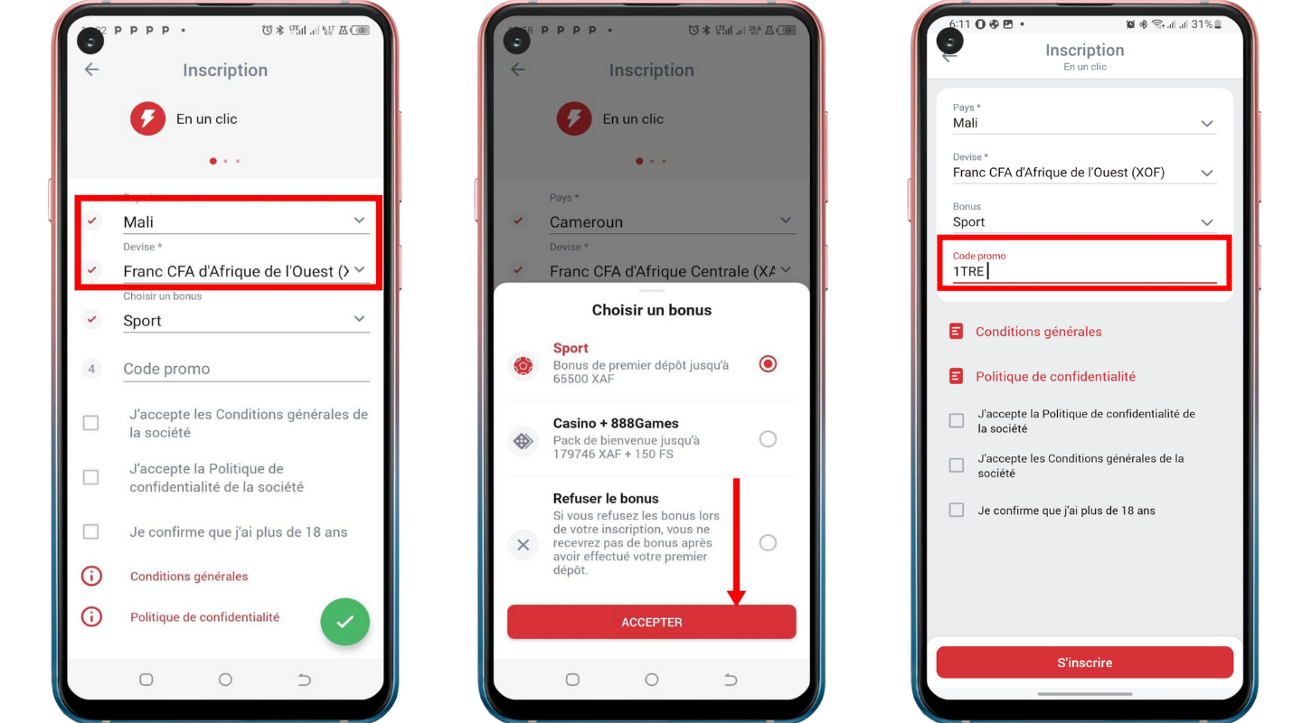 Inscription sur 888Starz Mali : créer un compte et profiter du bonus de bienvenue 6 Inscription 888Starz Mali