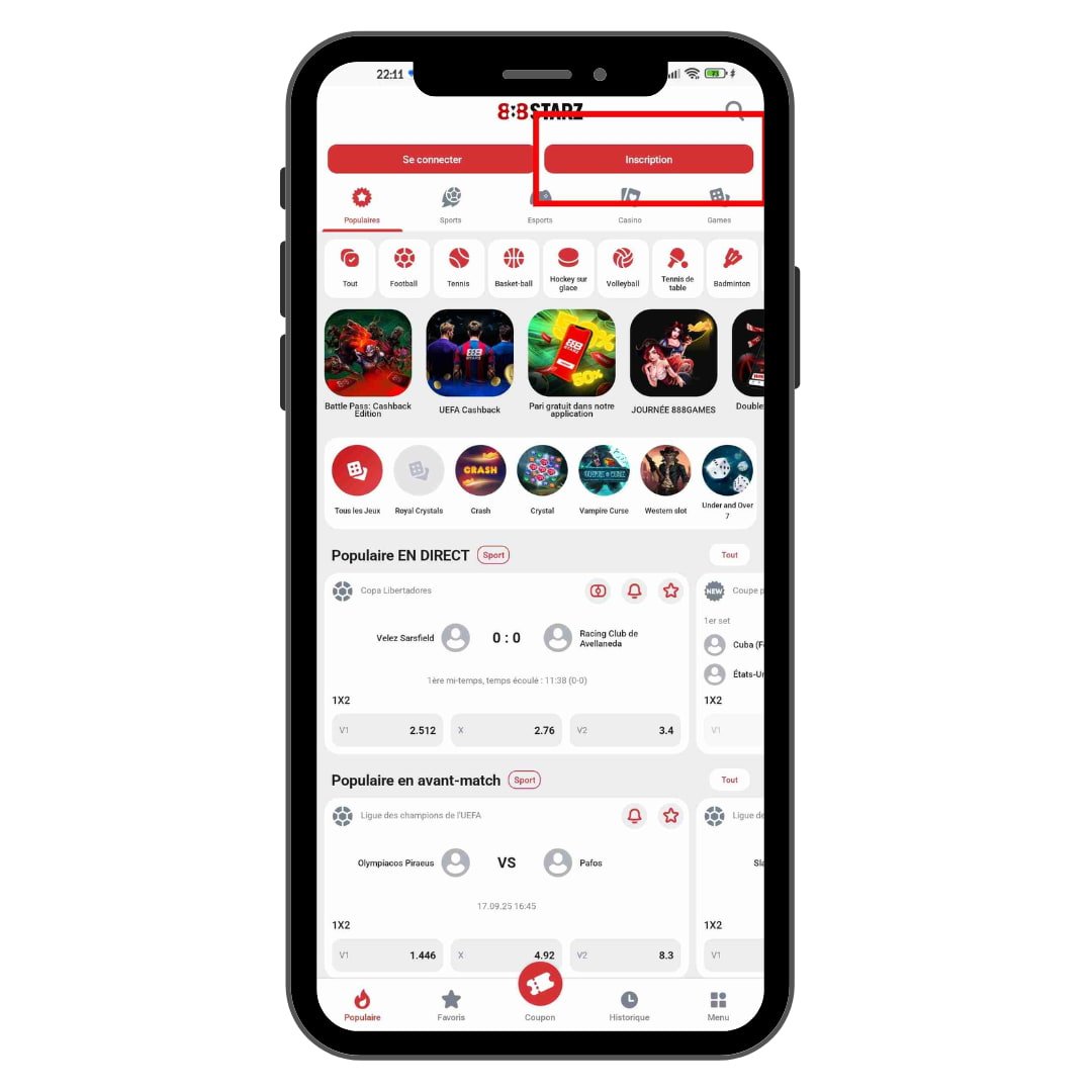 Inscription avec code promo 888Starz Burkina faso 1