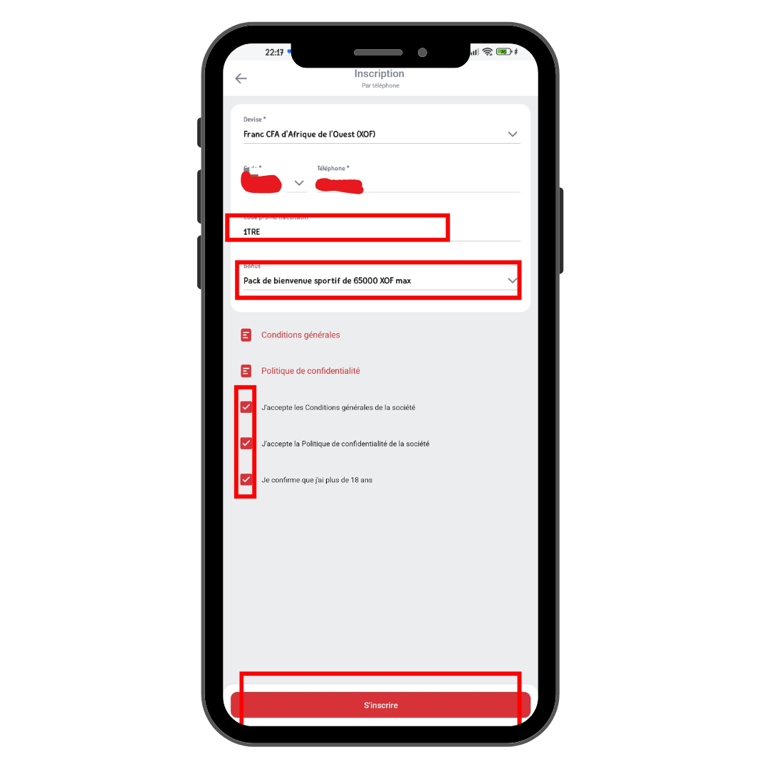 Inscription avec code promo 888Starz Burkina faso 2