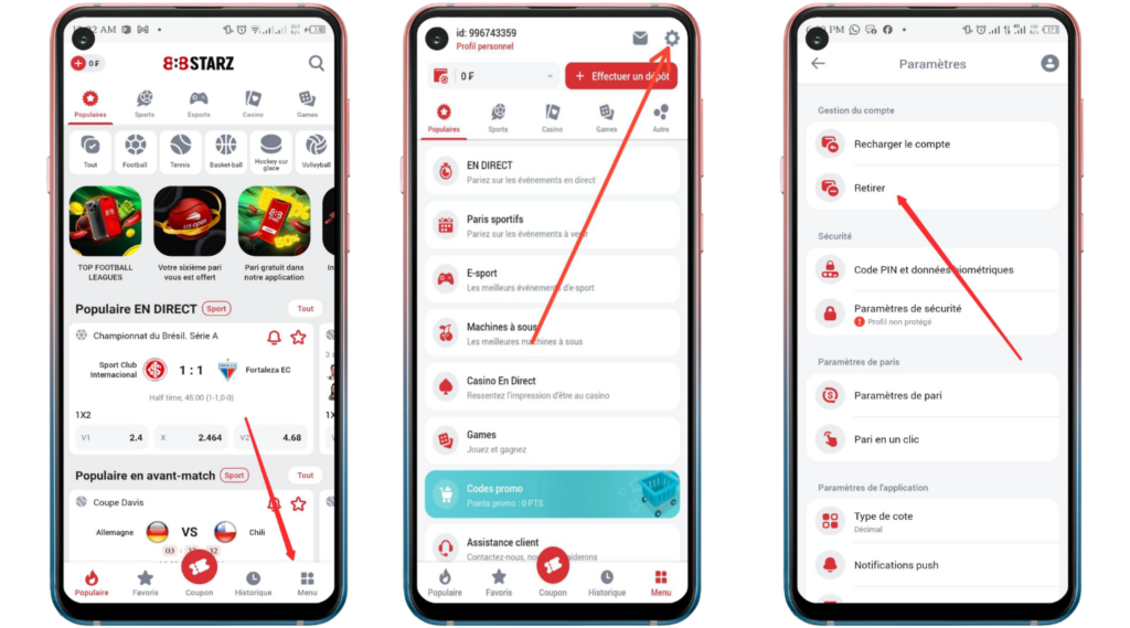 Comment effectuer le retrait du bonus 888Starz Sénégal