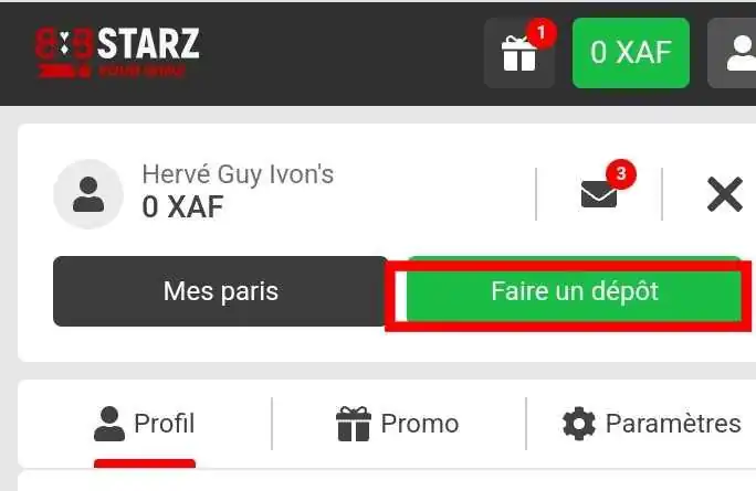 depot sur 888Starz faire un depot