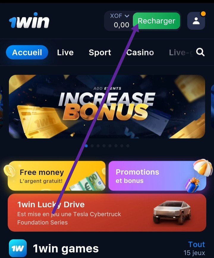 Recharger son compte 1win