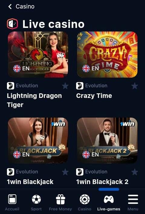 Live Casino 1win RDC