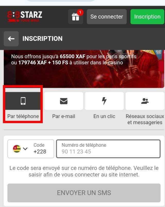 888Starz Togo 2 S'inscrire sur 888starz Togo par téléphone