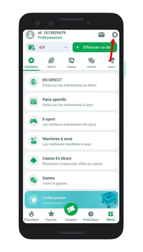 Accéder aux paramètres de Linebet Cameroun