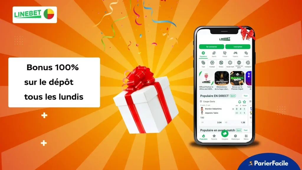 Bonus 100% sur le dépôt tous les lundis