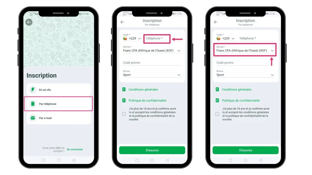 Inscription sur Linebet Bénin par téléphone