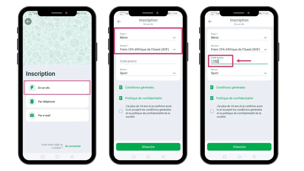 s'inscrire sur Linebet Bénin en un clic