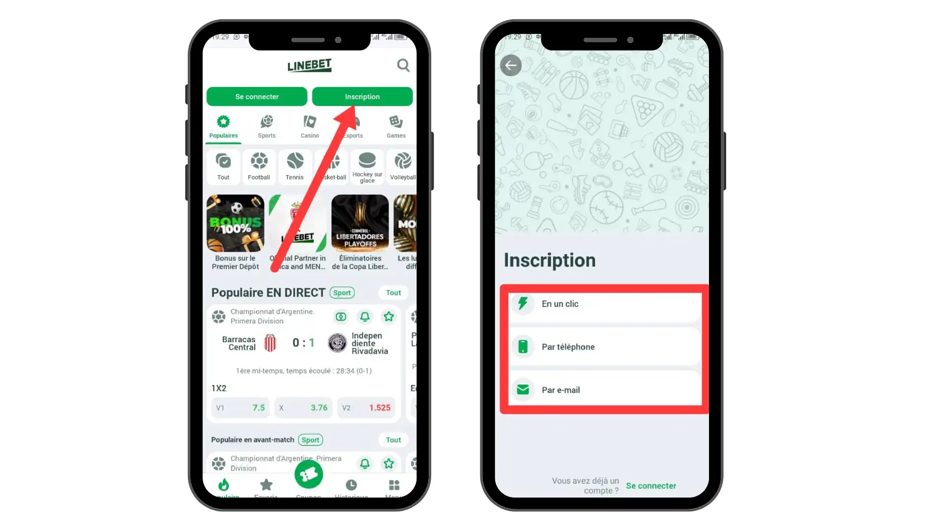 créer un compte Linebet