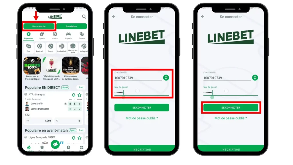 se connecter sur linebet