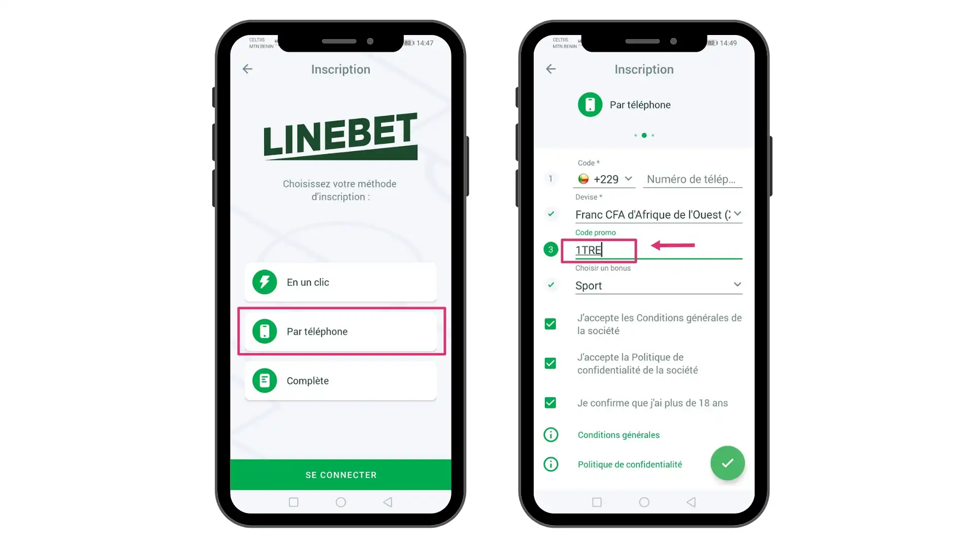 inscription sur Linebet par telephone 1