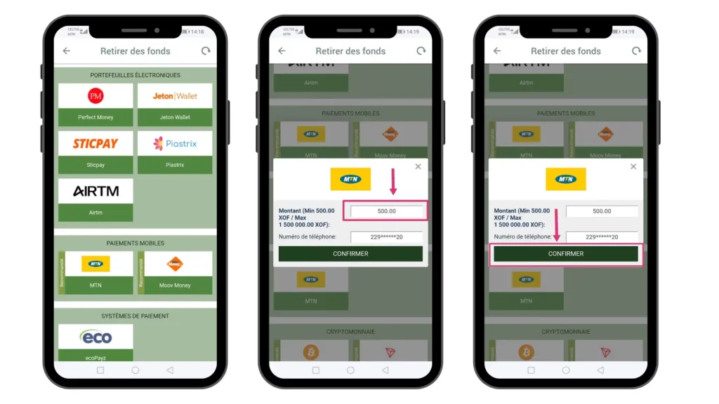 retrait sur Linebet Bénin