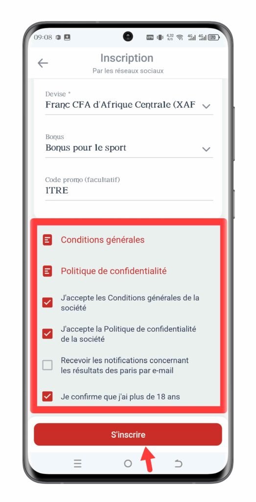 Acceptez les conditions générales