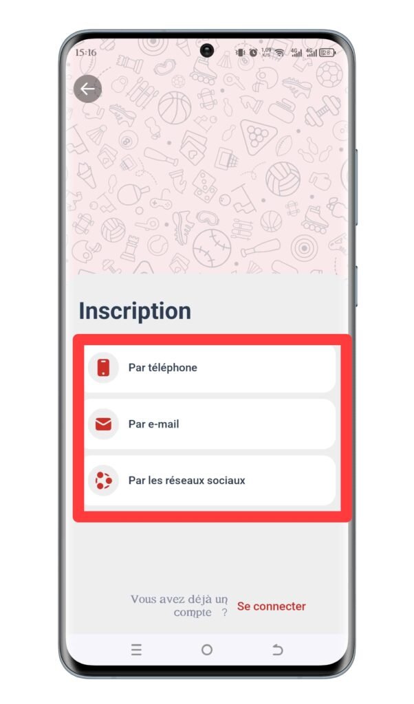 Choisissez un mode d’inscription