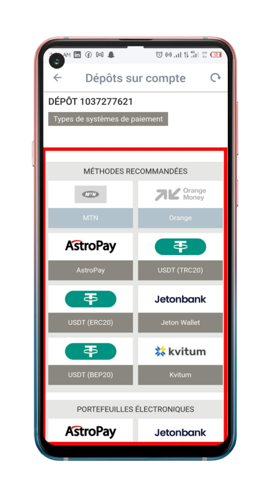 Sélectionnez un moyen de paiement