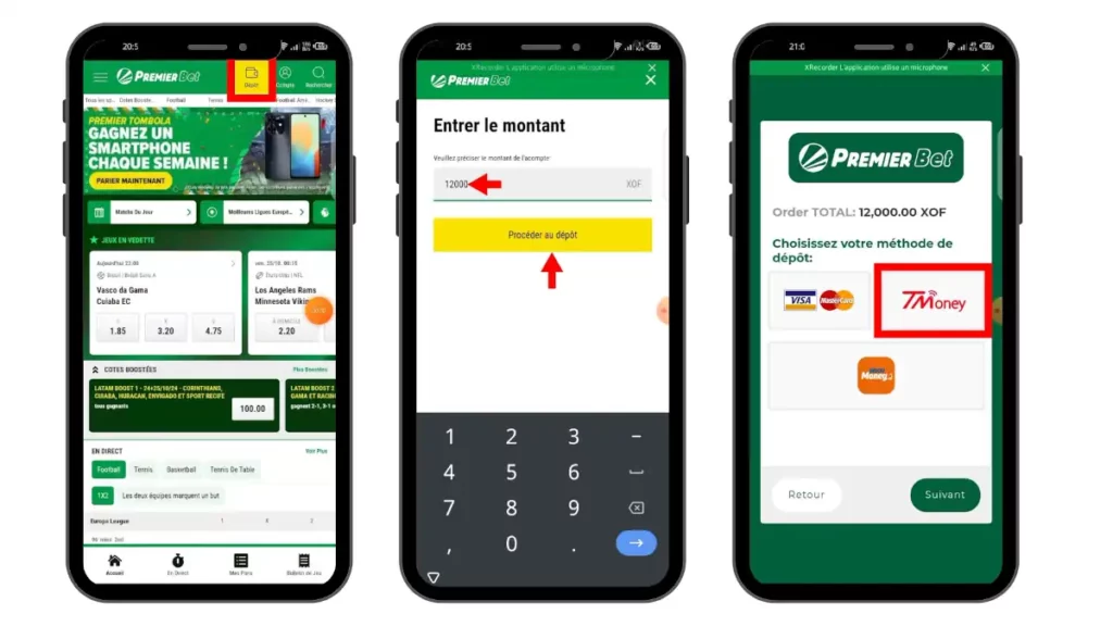 depot sur premier bet 1