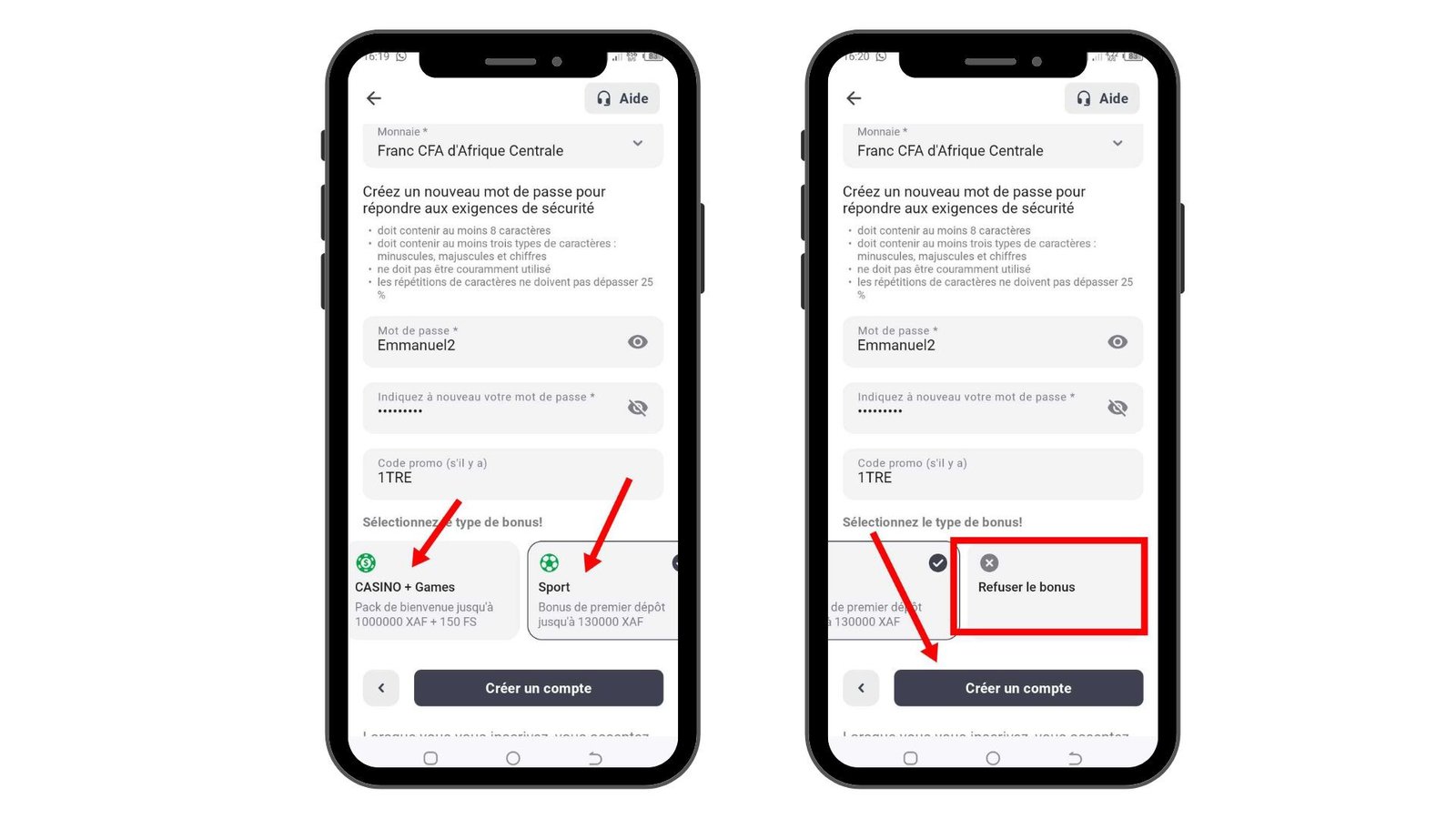 Inscription sur Afropari cameroun 3