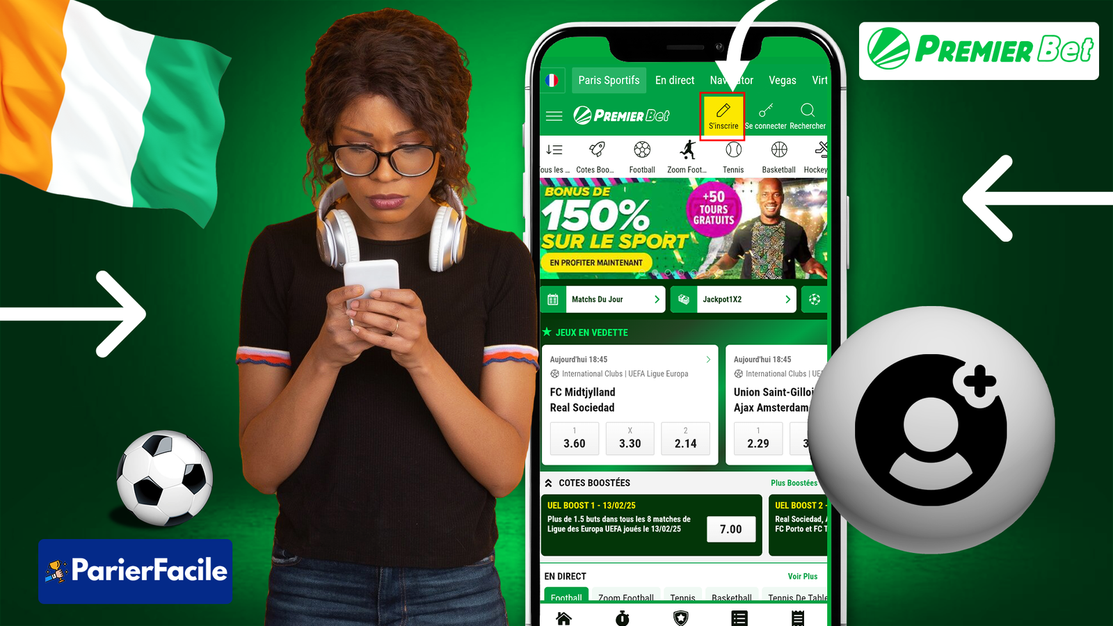 Inscription sur Premier Bet CI comment créer un compte