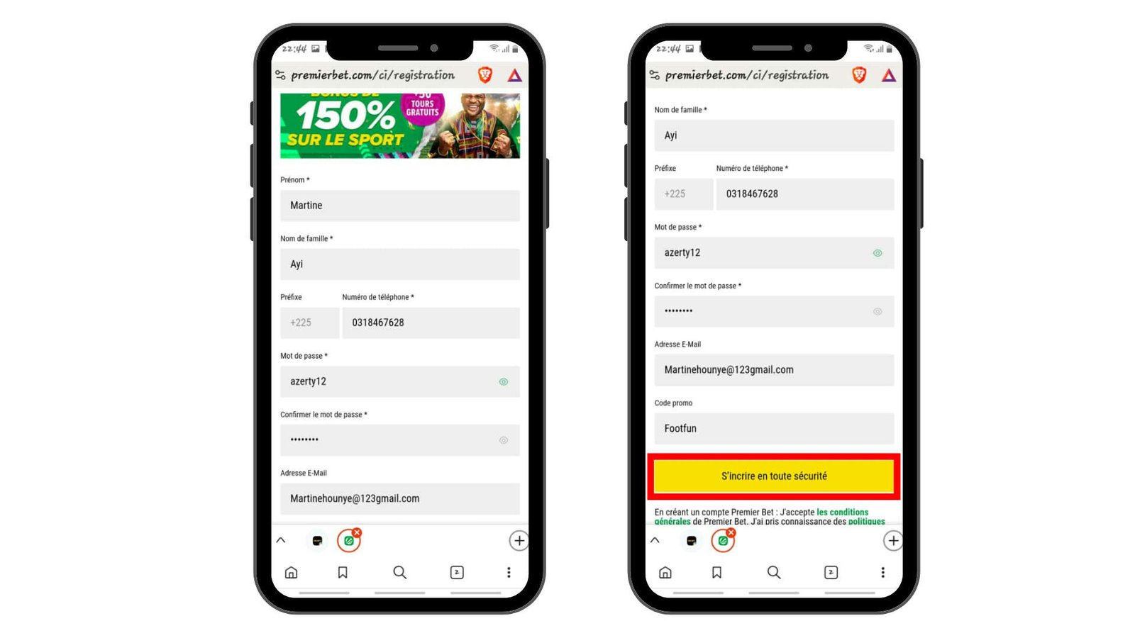 Premier Bet Côte d'Ivoire inscription : créer un compte étape par étape 6 ouvrir un compte sur Premier bet côte d'ivoire