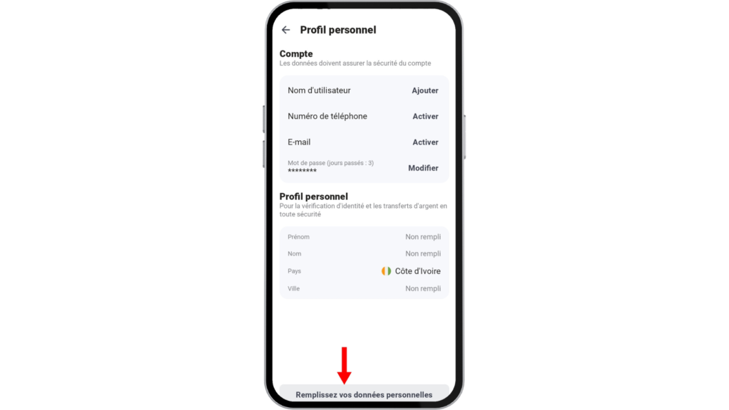 créer un compte sur afropari CI 4