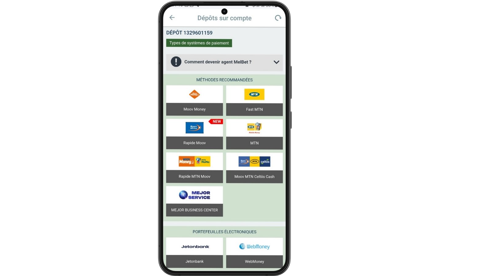 Choisir moyen depot Melbet