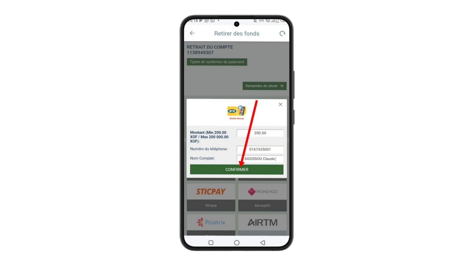 Confirmer retrait Melbet
