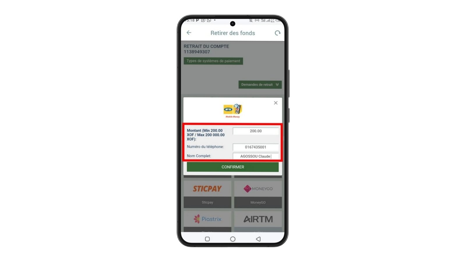 Infos paiement Melbet