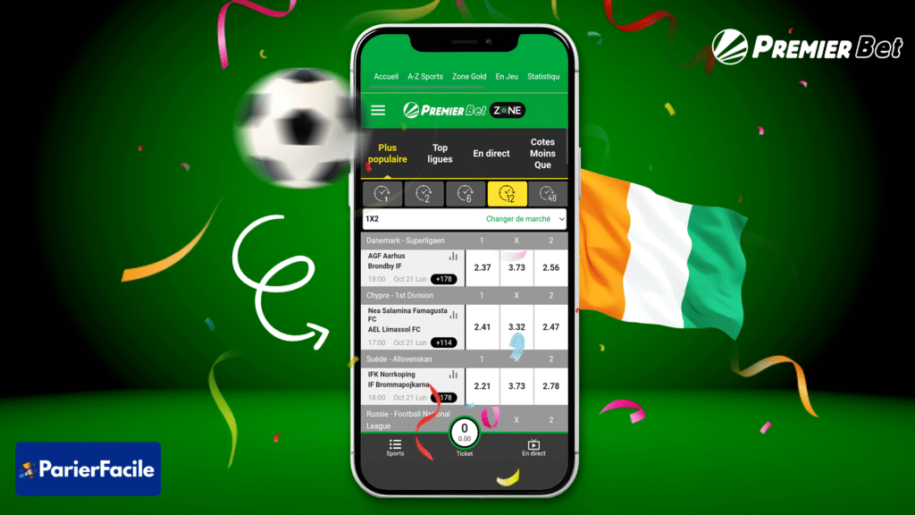 Site officiel de Premier bet zone Côte d'Ivoire