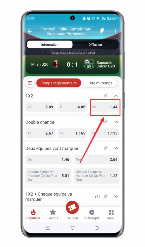 Définissez le type de pari