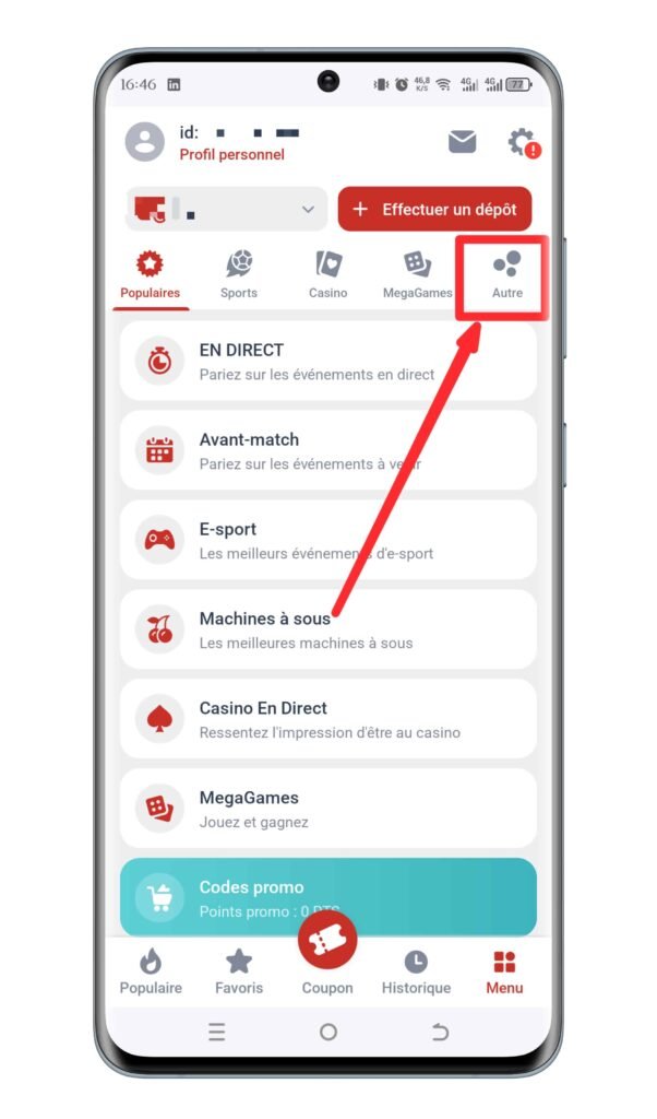 Sélectionnez l’onglet « Autre »