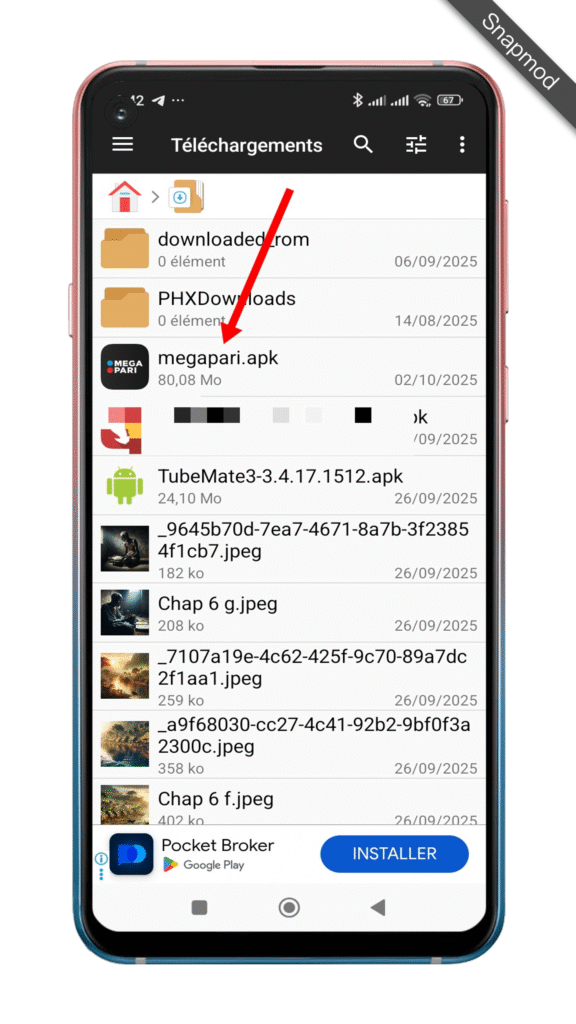 Localiser le fichier téléchargé