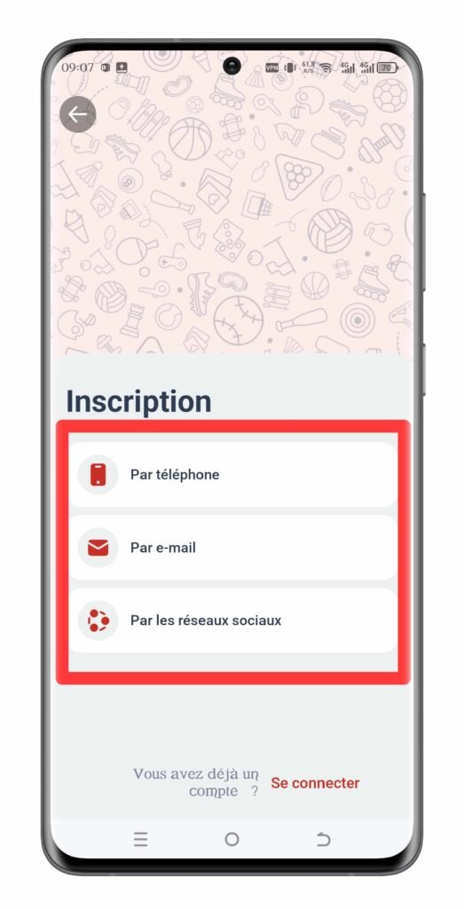 Choisissez un mode d’inscription