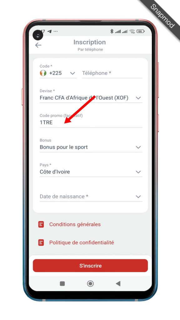 Remplir le formulaire inscription